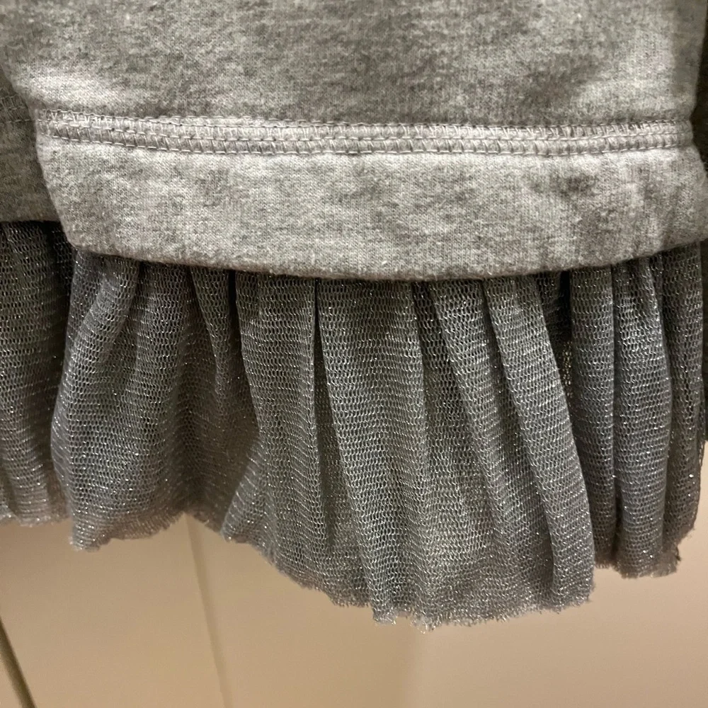 Crewcuts size 12 grey sweatshirt with sparkle silver tulle at bottom hem